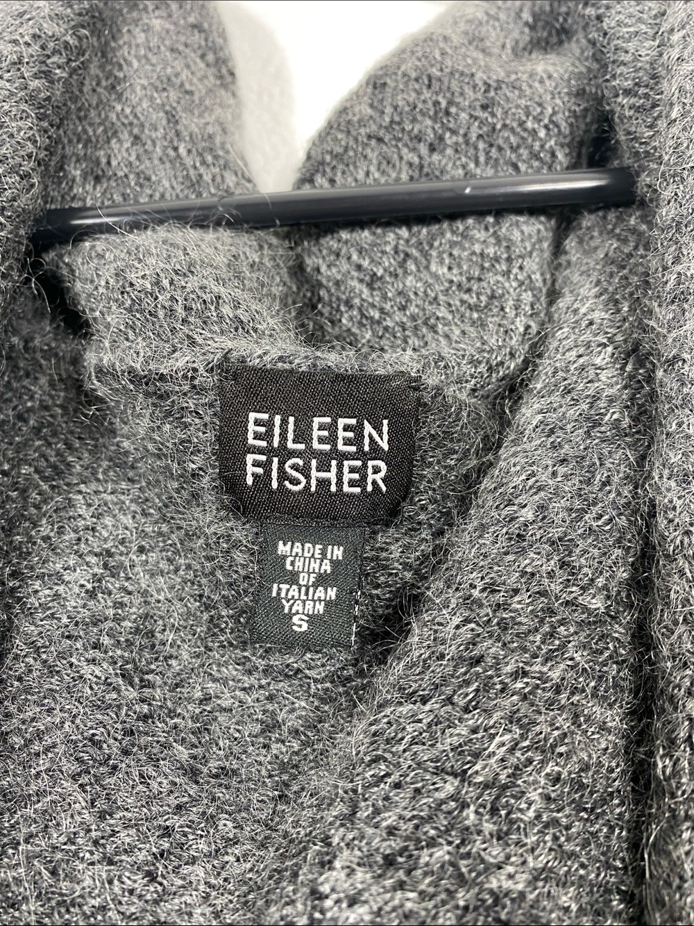 Eileen Fisher Hooded Open-Front Cardigan - Charcoal Gray Size S - Picture 6 of 16
